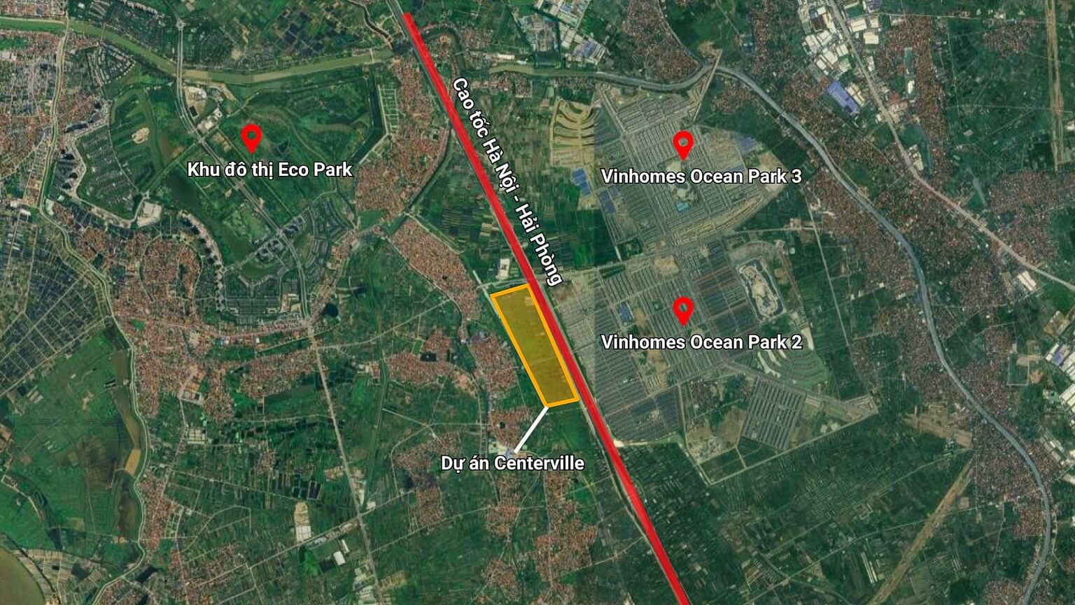 vị trí dự án centerville văn giang hưng yên